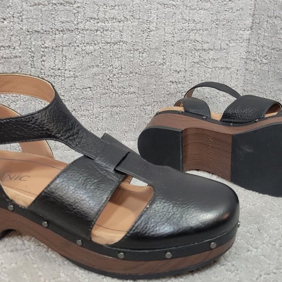 VIONIC Day Faye Womens Size 7 Black Ankle Strap Leather Comfort Fisherman Shoe - Picture 6 of 12